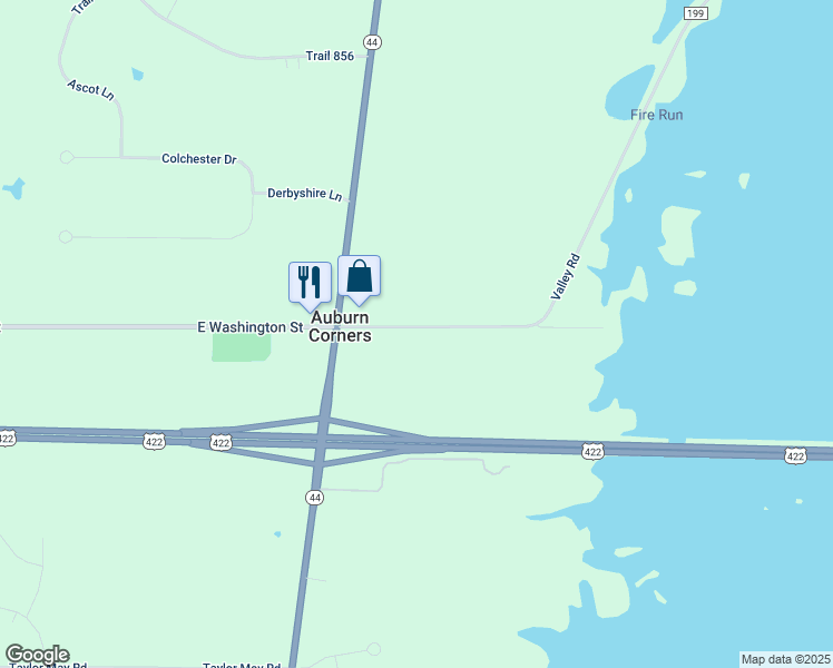 map of restaurants, bars, coffee shops, grocery stores, and more near 11881 East Washington Street in Chagrin Falls