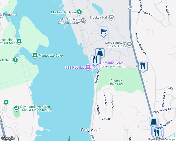 map of restaurants, bars, coffee shops, grocery stores, and more near 1 Crystal Lake Road in Groton