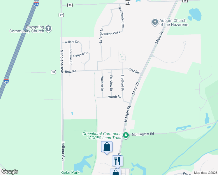 map of restaurants, bars, coffee shops, grocery stores, and more near 20080 Walden Drive in Auburn