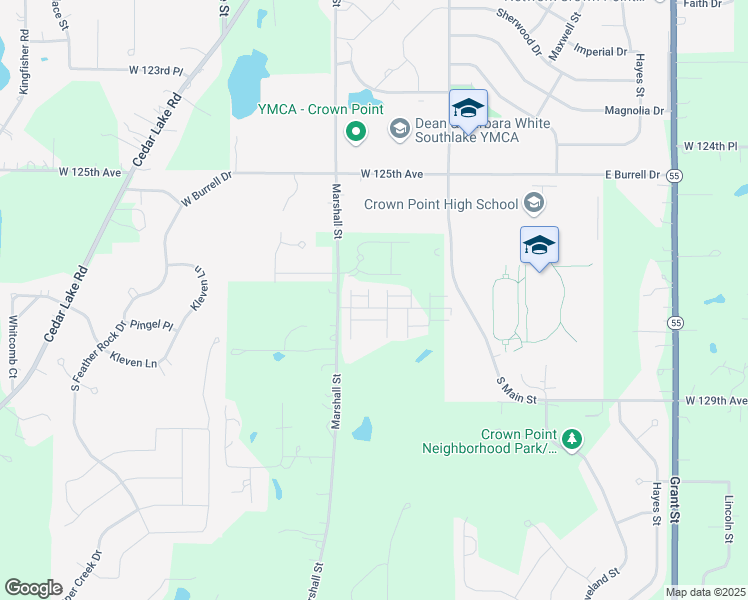 map of restaurants, bars, coffee shops, grocery stores, and more near 2661 West 127th Place in Crown Point