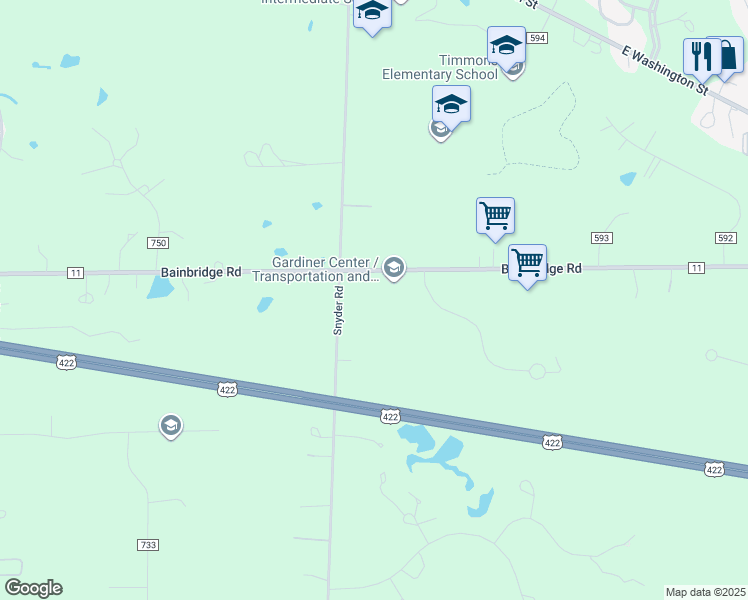 map of restaurants, bars, coffee shops, grocery stores, and more near 9421 Bainbridge Road in Chagrin Falls