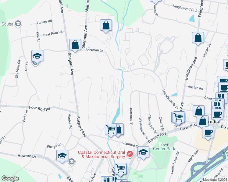map of restaurants, bars, coffee shops, grocery stores, and more near 175 Mill pond Road in Hamden