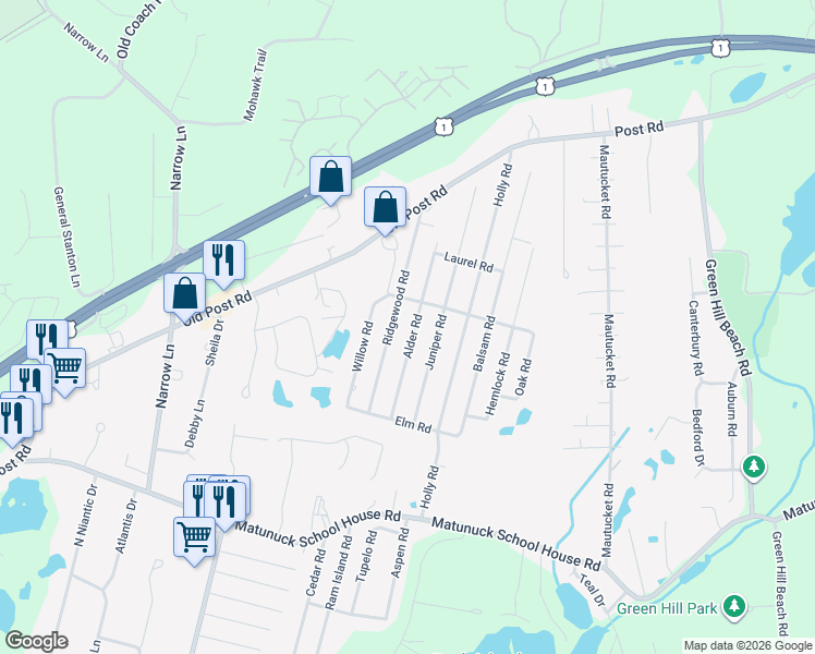 map of restaurants, bars, coffee shops, grocery stores, and more near 82 Alder Road in Charlestown