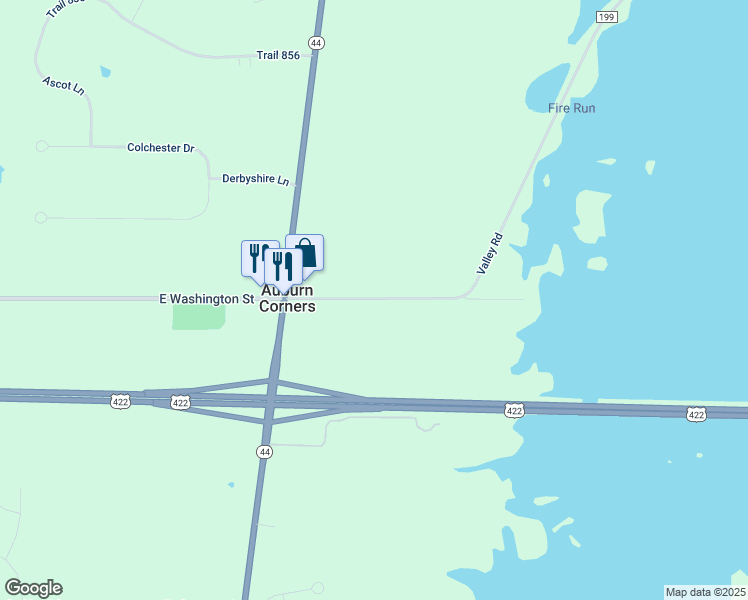 map of restaurants, bars, coffee shops, grocery stores, and more near 11881 Washington Street in Chagrin Falls