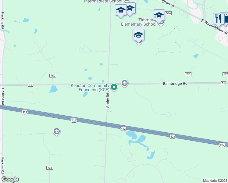 map of restaurants, bars, coffee shops, grocery stores, and more near 9421 Bainbridge Road in Chagrin Falls