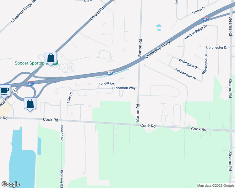 map of restaurants, bars, coffee shops, grocery stores, and more near 7119 Sugar Sand Lane in North Olmsted