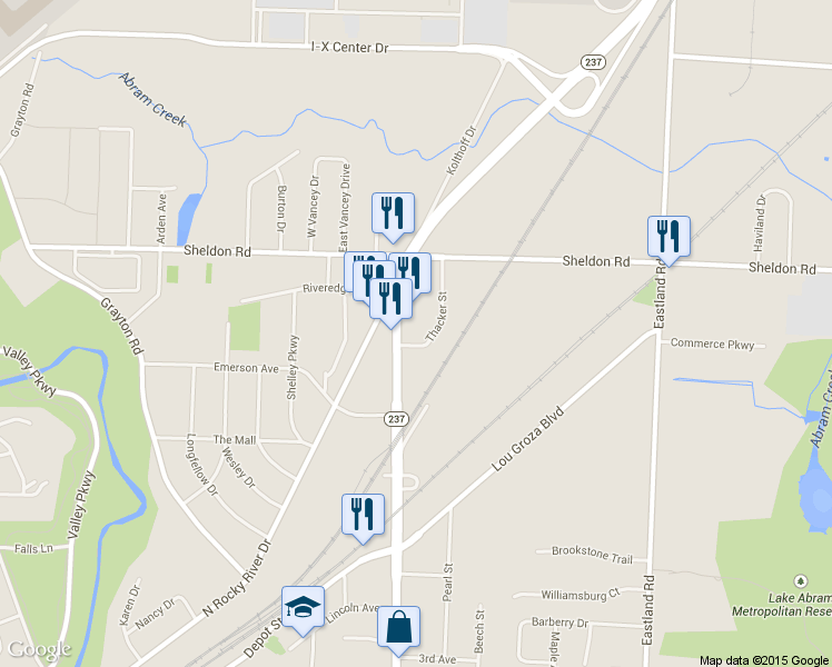 map of restaurants, bars, coffee shops, grocery stores, and more near 804 Front Street in Berea