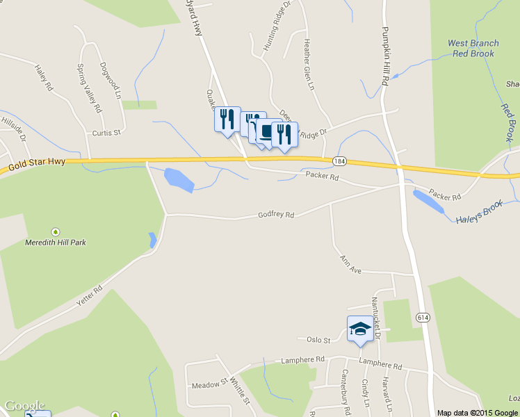 map of restaurants, bars, coffee shops, grocery stores, and more near 142 Godfrey Rd in Groton