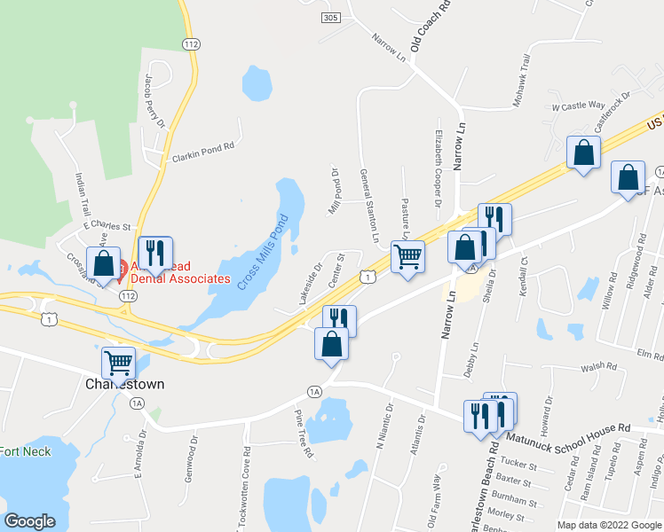 map of restaurants, bars, coffee shops, grocery stores, and more near 26 Center Street in Charlestown