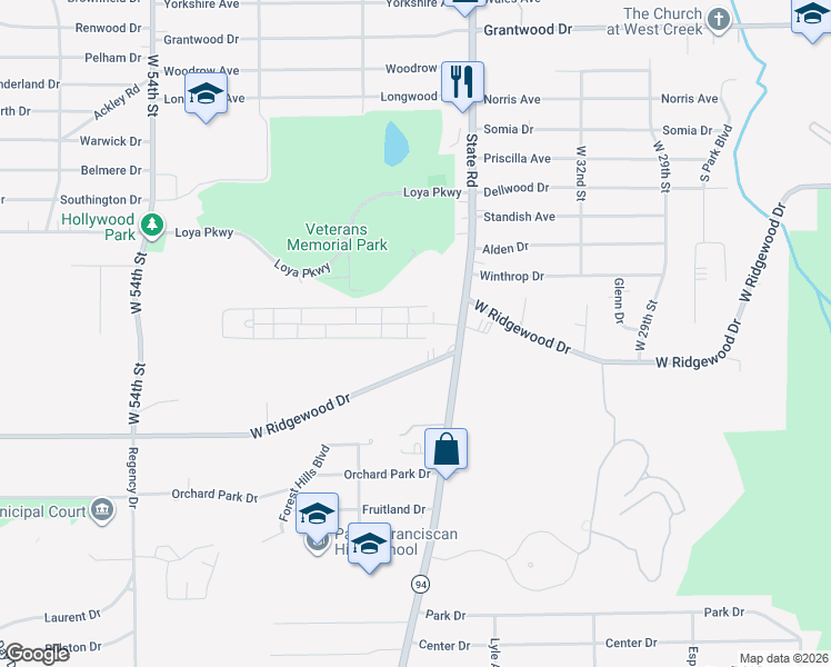 map of restaurants, bars, coffee shops, grocery stores, and more near 6476 Concord Drive in Parma