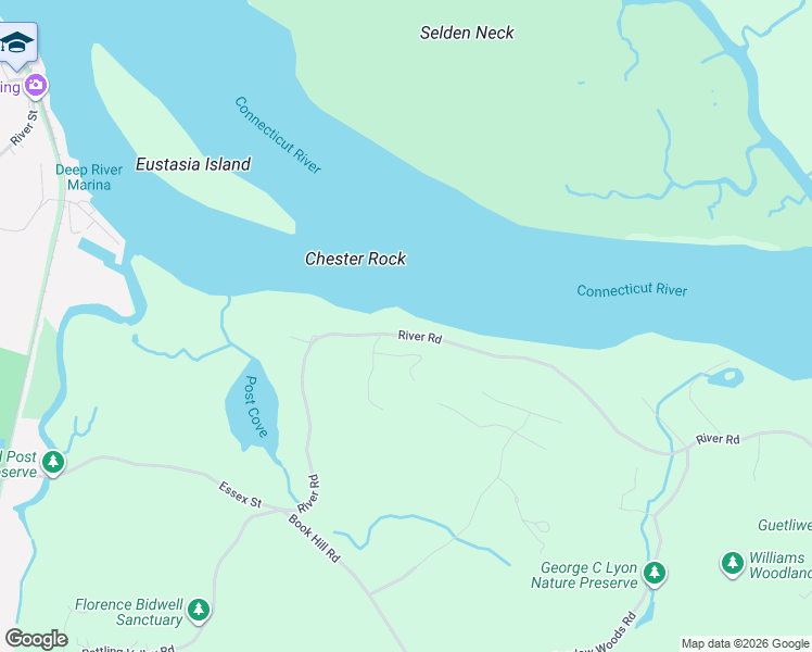 map of restaurants, bars, coffee shops, grocery stores, and more near 125 River Road in Deep River