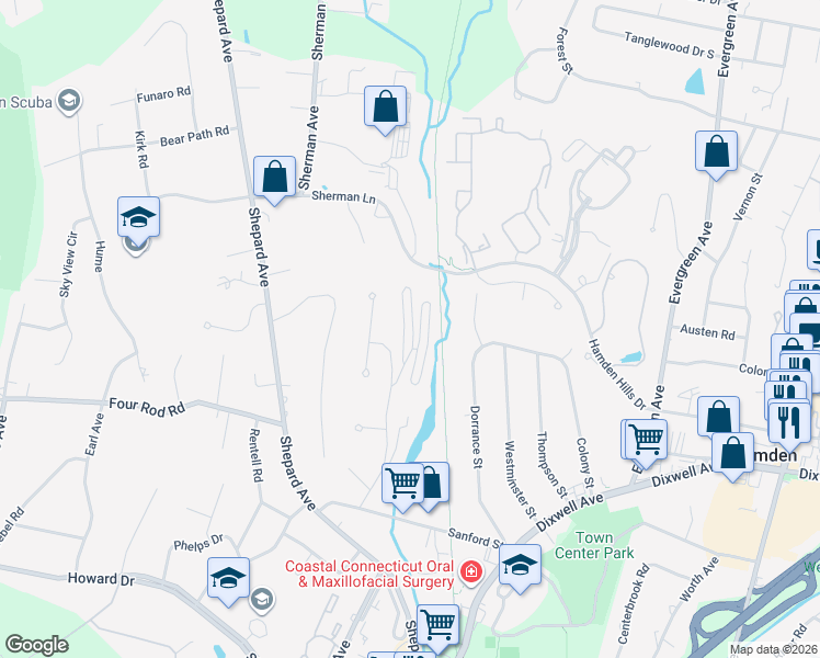 map of restaurants, bars, coffee shops, grocery stores, and more near 175 Mill pond Road in Hamden