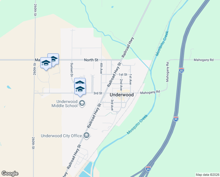 map of restaurants, bars, coffee shops, grocery stores, and more near 218 Railroad Highway Street in Underwood