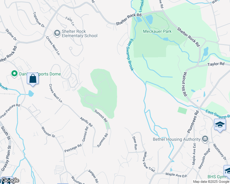 map of restaurants, bars, coffee shops, grocery stores, and more near 126 Great Hill Drive in Bethel