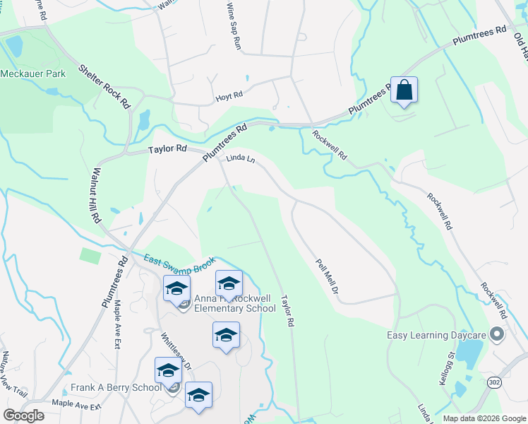map of restaurants, bars, coffee shops, grocery stores, and more near 57 Taylor Rd in Bethel