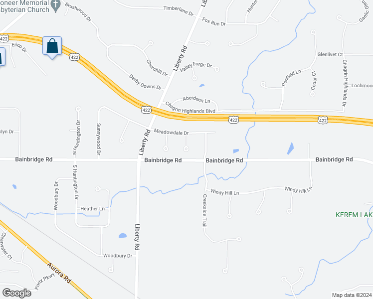 map of restaurants, bars, coffee shops, grocery stores, and more near 6399 Azalea Circle in Solon