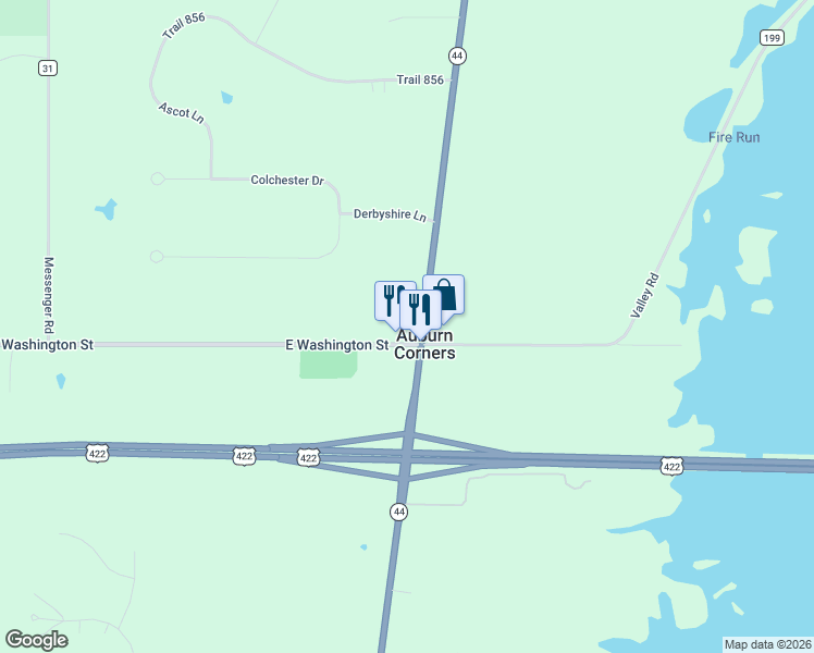 map of restaurants, bars, coffee shops, grocery stores, and more near 11800 Washington Street in Chagrin Falls