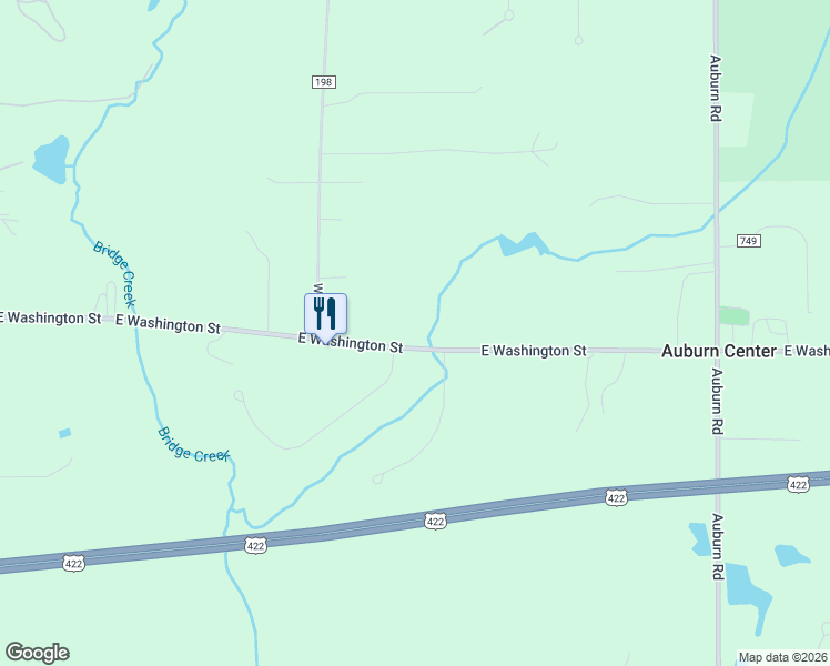 map of restaurants, bars, coffee shops, grocery stores, and more near 10698 East Washington Street in Chagrin Falls