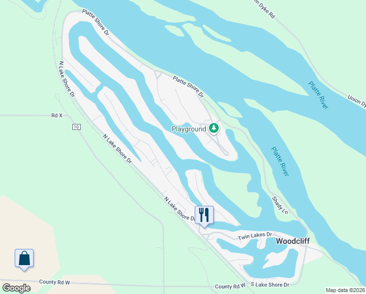 map of restaurants, bars, coffee shops, grocery stores, and more near Timber Lane in Saunders County
