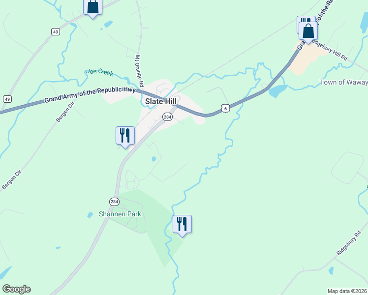 map of restaurants, bars, coffee shops, grocery stores, and more near 2806 U.S. 6 in Slate Hill
