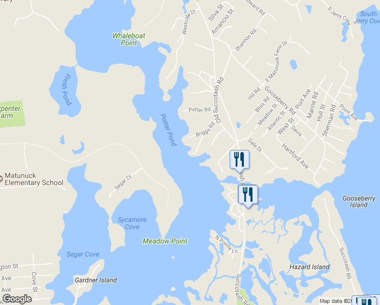 map of restaurants, bars, coffee shops, grocery stores, and more near 65 Sheldon Point Road in South Kingstown