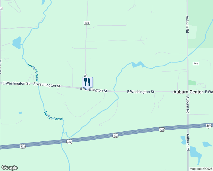 map of restaurants, bars, coffee shops, grocery stores, and more near 10698 East Washington Street in Chagrin Falls