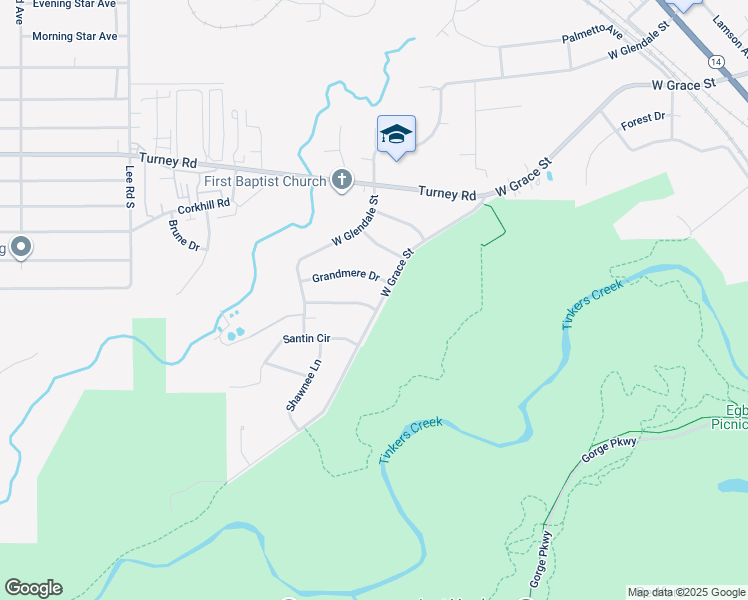 map of restaurants, bars, coffee shops, grocery stores, and more near 477 West Grace Street in Bedford