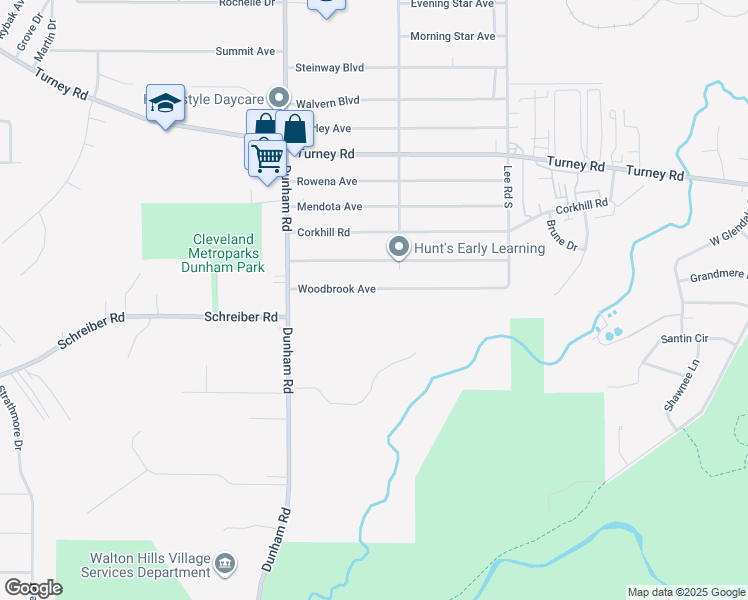 map of restaurants, bars, coffee shops, grocery stores, and more near 15516 Woodbrook Avenue in Maple Heights