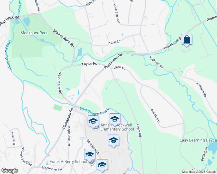 map of restaurants, bars, coffee shops, grocery stores, and more near 68 Taylor Road in Bethel