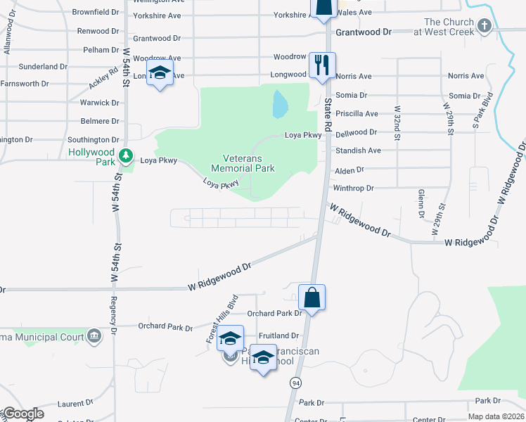 map of restaurants, bars, coffee shops, grocery stores, and more near 6482 Concord Drive in Parma
