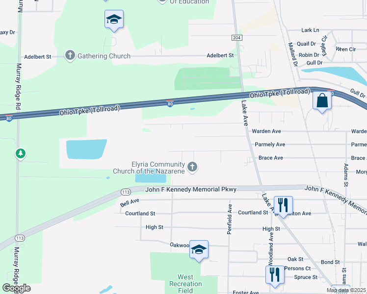 map of restaurants, bars, coffee shops, grocery stores, and more near 273 Samuel St in Elyria