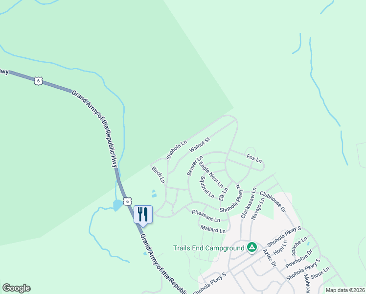 map of restaurants, bars, coffee shops, grocery stores, and more near Shohola Ln in Pike