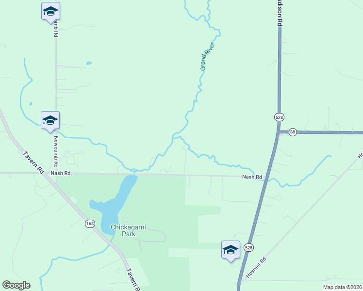 map of restaurants, bars, coffee shops, grocery stores, and more near 16066 Nash Road in Middlefield