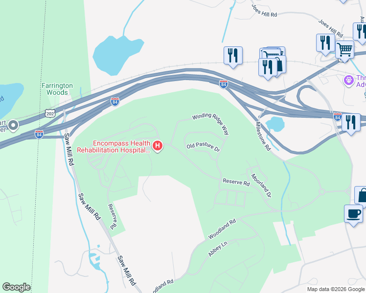 map of restaurants, bars, coffee shops, grocery stores, and more near 1000 Country View Road in Danbury