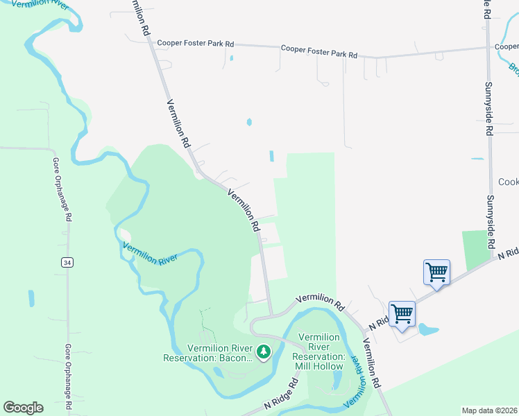 map of restaurants, bars, coffee shops, grocery stores, and more near 2495 Vermilion Road in Vermilion