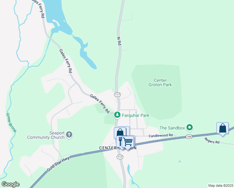 map of restaurants, bars, coffee shops, grocery stores, and more near 1301 N Rd in Groton