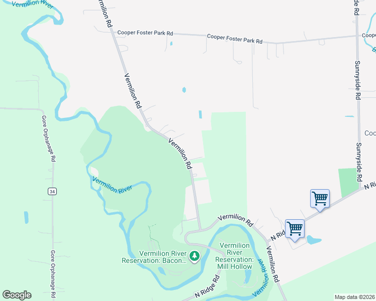 map of restaurants, bars, coffee shops, grocery stores, and more near 2495 Vermilion Road in Vermilion