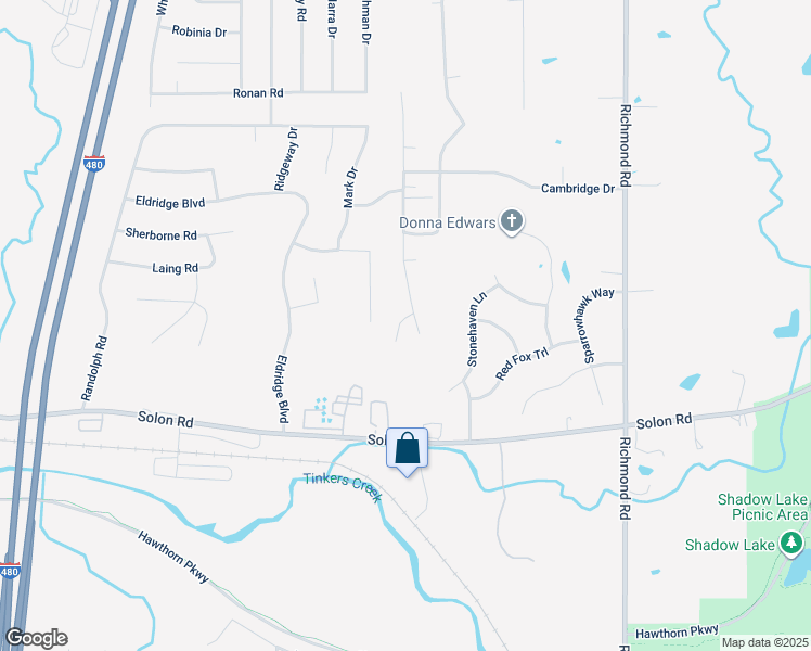 map of restaurants, bars, coffee shops, grocery stores, and more near 6345 Holiday Hills Court in Bedford Heights