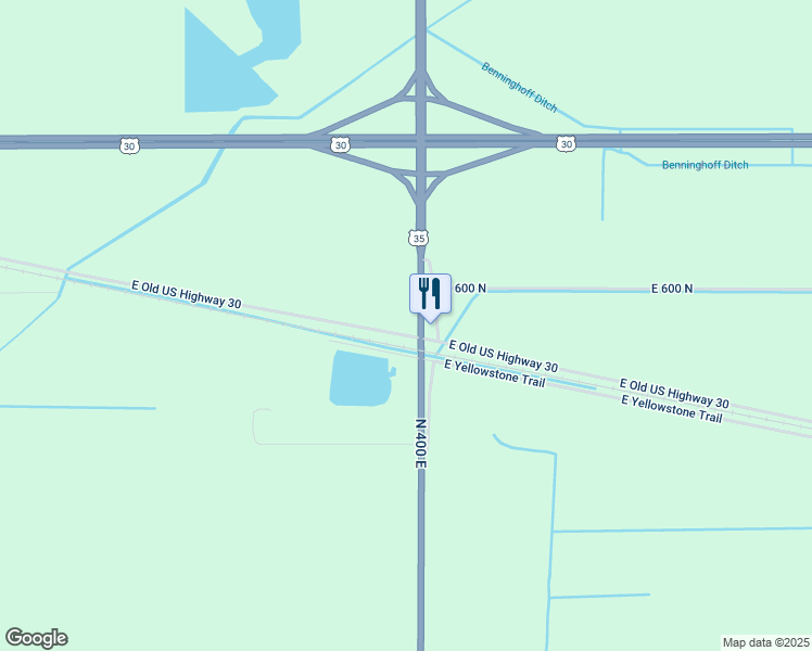 map of restaurants, bars, coffee shops, grocery stores, and more near 3980 East Old US Highway 30 in Hamlet