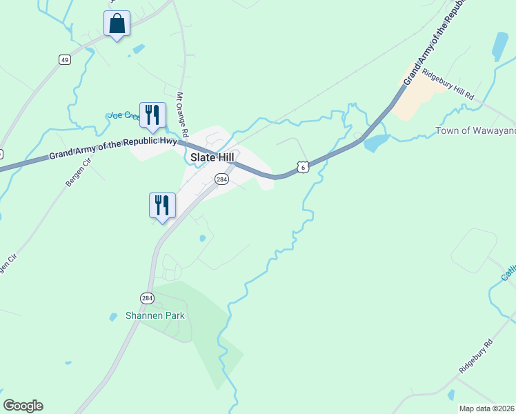 map of restaurants, bars, coffee shops, grocery stores, and more near 2806 U.S. 6 in Slate Hill