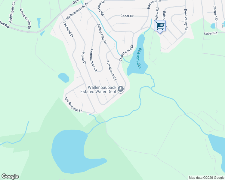 map of restaurants, bars, coffee shops, grocery stores, and more near 9 Tomahawk Road in Wayne County