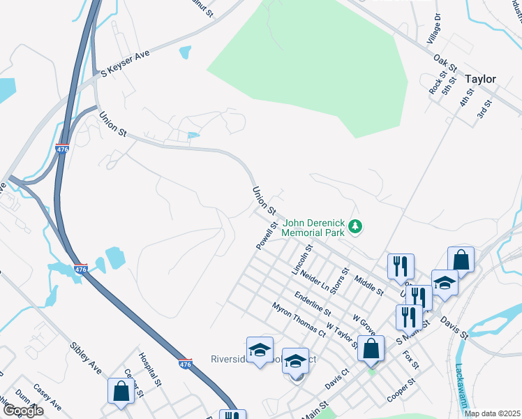 map of restaurants, bars, coffee shops, grocery stores, and more near 1000-1172 Union Street in Taylor