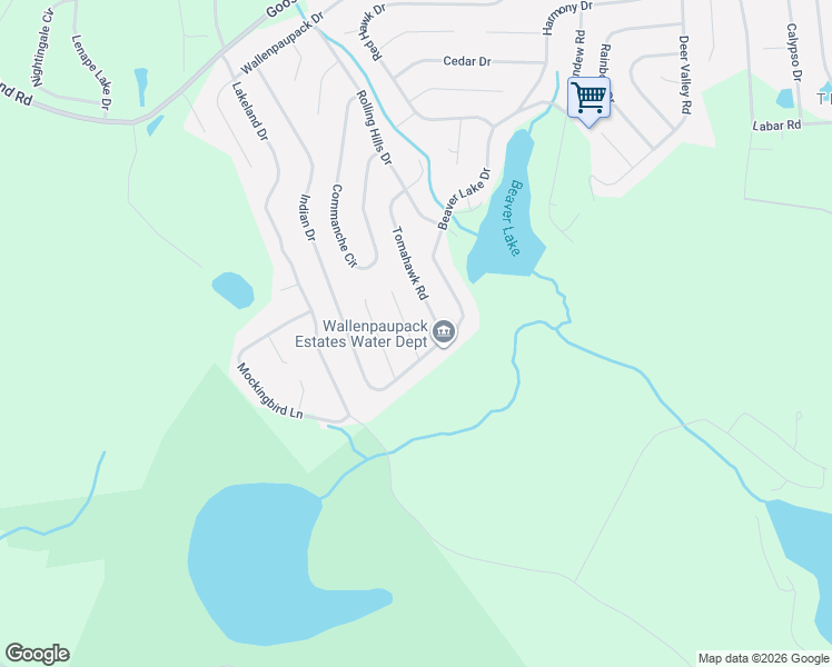 map of restaurants, bars, coffee shops, grocery stores, and more near 9 Tomahawk Road in Lake Ariel