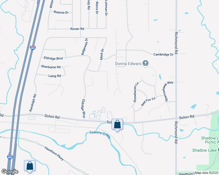 map of restaurants, bars, coffee shops, grocery stores, and more near 6273 Oxford Court in Bedford Heights