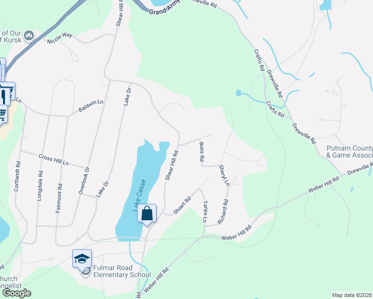 map of restaurants, bars, coffee shops, grocery stores, and more near 16 Lacona Road in Mahopac