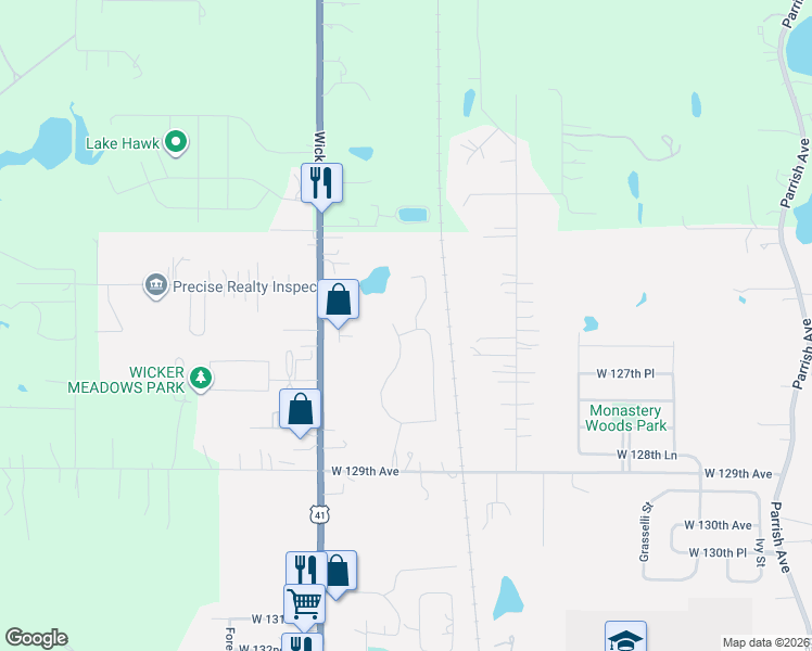 map of restaurants, bars, coffee shops, grocery stores, and more near in Cedar Lake