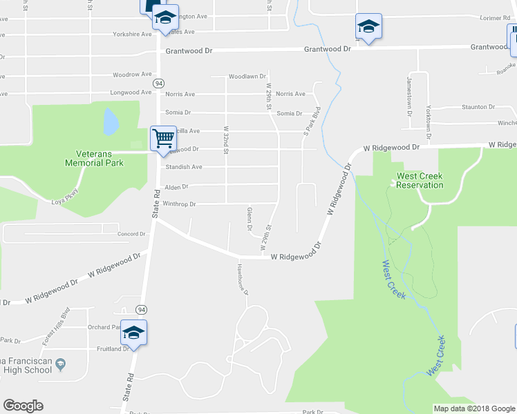 map of restaurants, bars, coffee shops, grocery stores, and more near 2956 Winthrop Drive in Parma