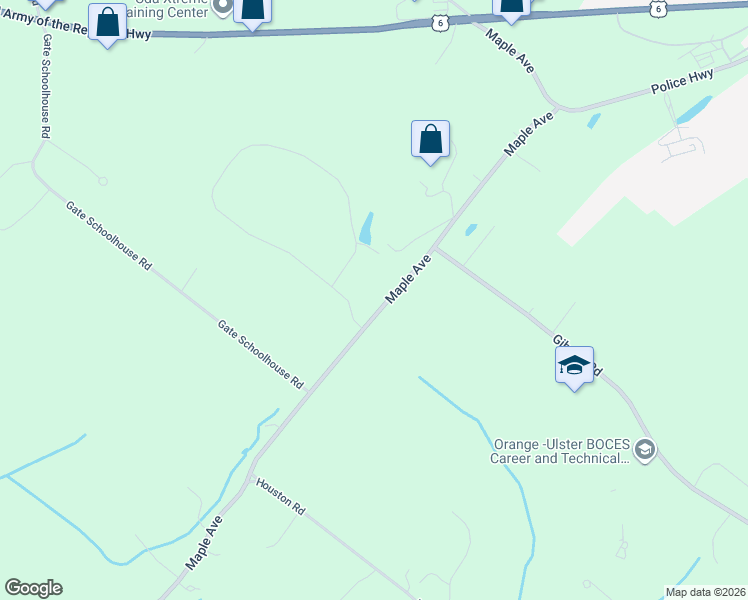 map of restaurants, bars, coffee shops, grocery stores, and more near 2 Howard Court in Goshen