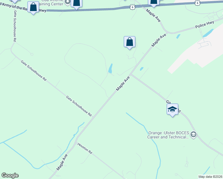 map of restaurants, bars, coffee shops, grocery stores, and more near 2 Howard Court in Goshen