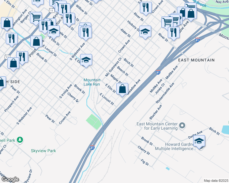 map of restaurants, bars, coffee shops, grocery stores, and more near 1098 Boland Ct in Scranton